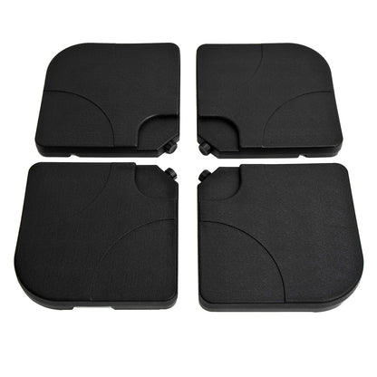 Umbrella Stand 4-piece Umbrella Weight with Handle, Umbrella Stand for Cantilever Umbrella, Ground Cross Fillable with Sand/Water 50x50cm Black