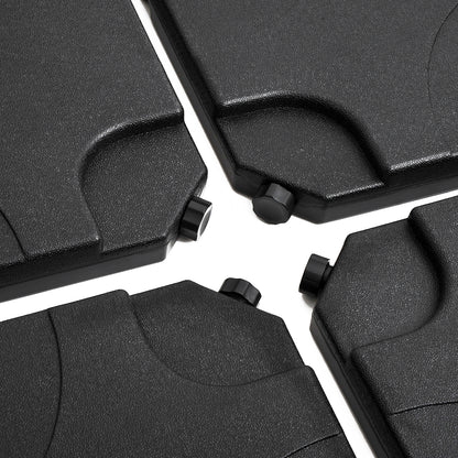 Umbrella Stand 4-piece Umbrella Weight with Handle, Umbrella Stand for Cantilever Umbrella, Ground Cross Fillable with Sand/Water 50x50cm Black