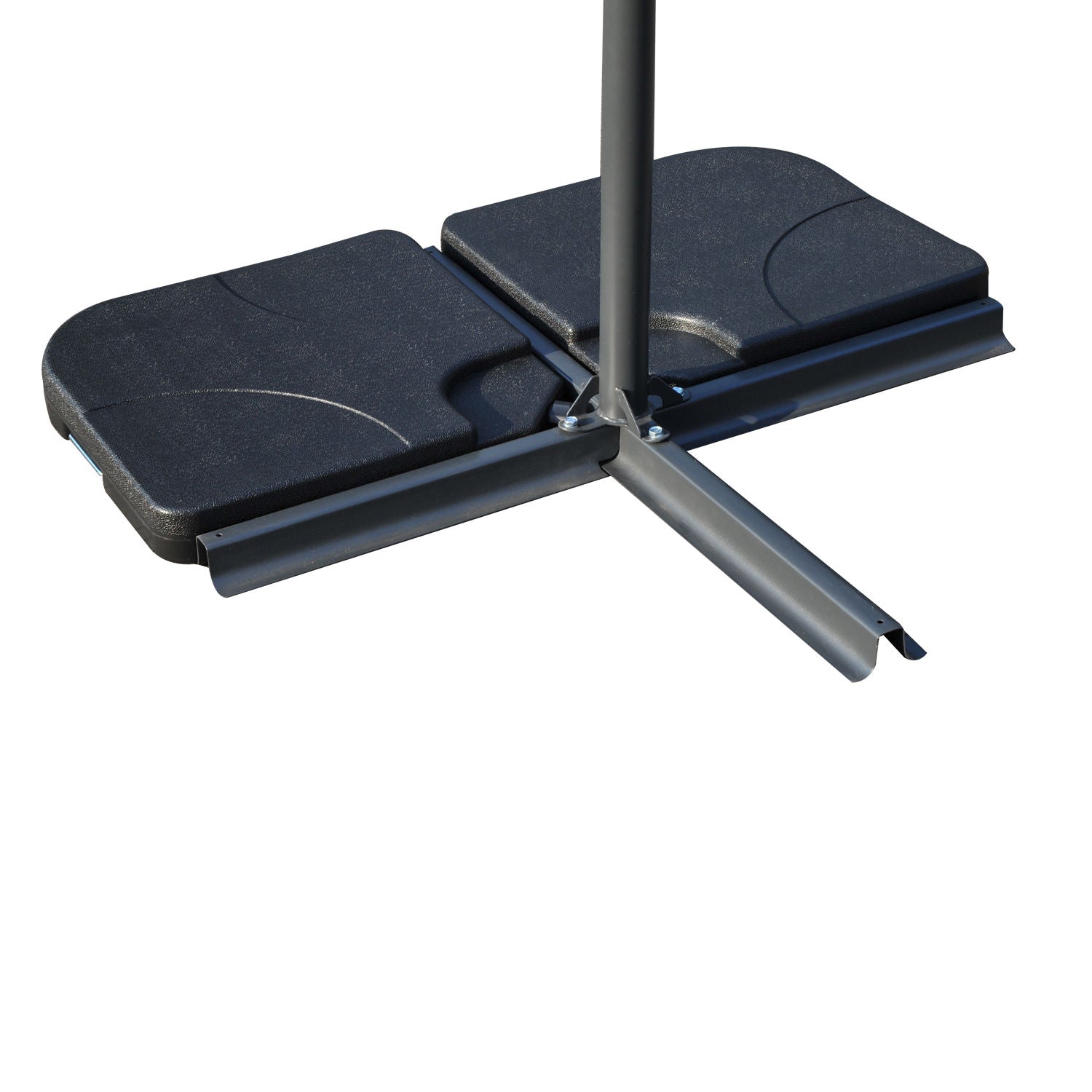 Umbrella Stand 4-piece Umbrella Weight with Handle, Umbrella Stand for Cantilever Umbrella, Ground Cross Fillable with Sand/Water 50x50cm Black