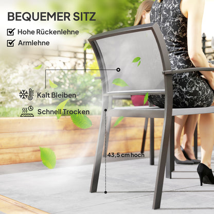 7-Piece Dining Group for 6 Persons Dining Table with 6 Stackable Chairs, Dining Set Kitchen Table Set with Steel Frame Balcony Furniture Garden Furniture for Terrace, Balcony Gray