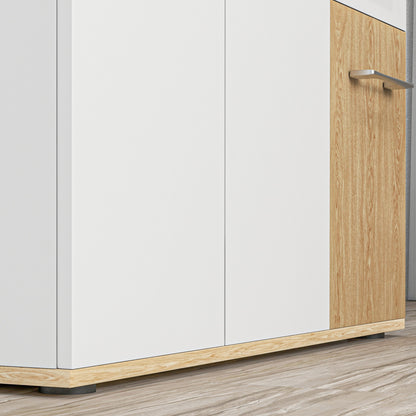 Modern Living Room Sideboard Kitchen Sideboard with 2 Drawers 2 Cabinets and Adjustable Shelves for Bedroom Dining Room Hallway 90x30x75.5 cm White and Natural