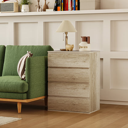 4-Drawer Dresser Bedroom Storage Cabinet Modern Style with Soft-Close Mechanism, for Bedroom, Living Room - 60 x 40 x 80 cm, Natural Wood