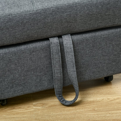 3-in-1 Convertible Single Armchair — Recliner, Ottoman & Single Sofa Bed, Adjustable Back, Padded Seat and Pillow, Gray