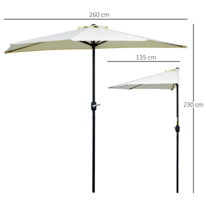 Half Umbrella Ø 2.6 m, Balcony Umbrella 5 Steel Polyester Beige