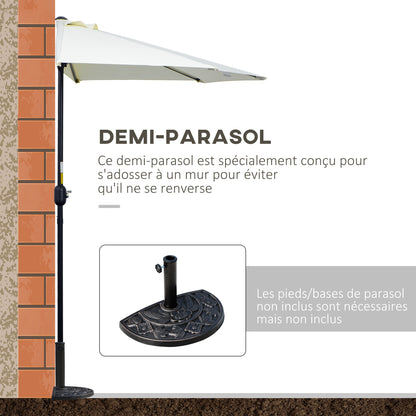 Half Umbrella Ø 2.6 m, Balcony Umbrella 5 Steel Polyester Beige