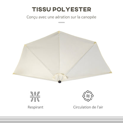 Half Umbrella Ø 2.6 m, Balcony Umbrella 5 Steel Polyester Beige