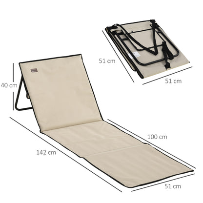 2-Pack Beach Mat, Foldable Beach Lounger with Carrying Bag, Adjustable Reclining Chair, Sun Lounger 110 kg Capacity, Beach Mattress, Magazine Pocket for Outdoor Garden, Beige