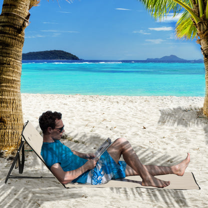 2-Pack Beach Mat, Foldable Beach Lounger with Carrying Bag, Adjustable Reclining Chair, Sun Lounger 110 kg Capacity, Beach Mattress, Magazine Pocket for Outdoor Garden, Beige