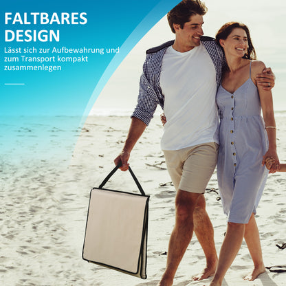 2-Pack Beach Mat, Foldable Beach Lounger with Carrying Bag, Adjustable Reclining Chair, Sun Lounger 110 kg Capacity, Beach Mattress, Magazine Pocket for Outdoor Garden, Beige