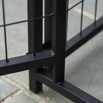 Outdoor Dog Kennel with Roof Enclosure Canopy UV-Resistant Lockable Design Metal Frame 120 x 120 x 138cm black