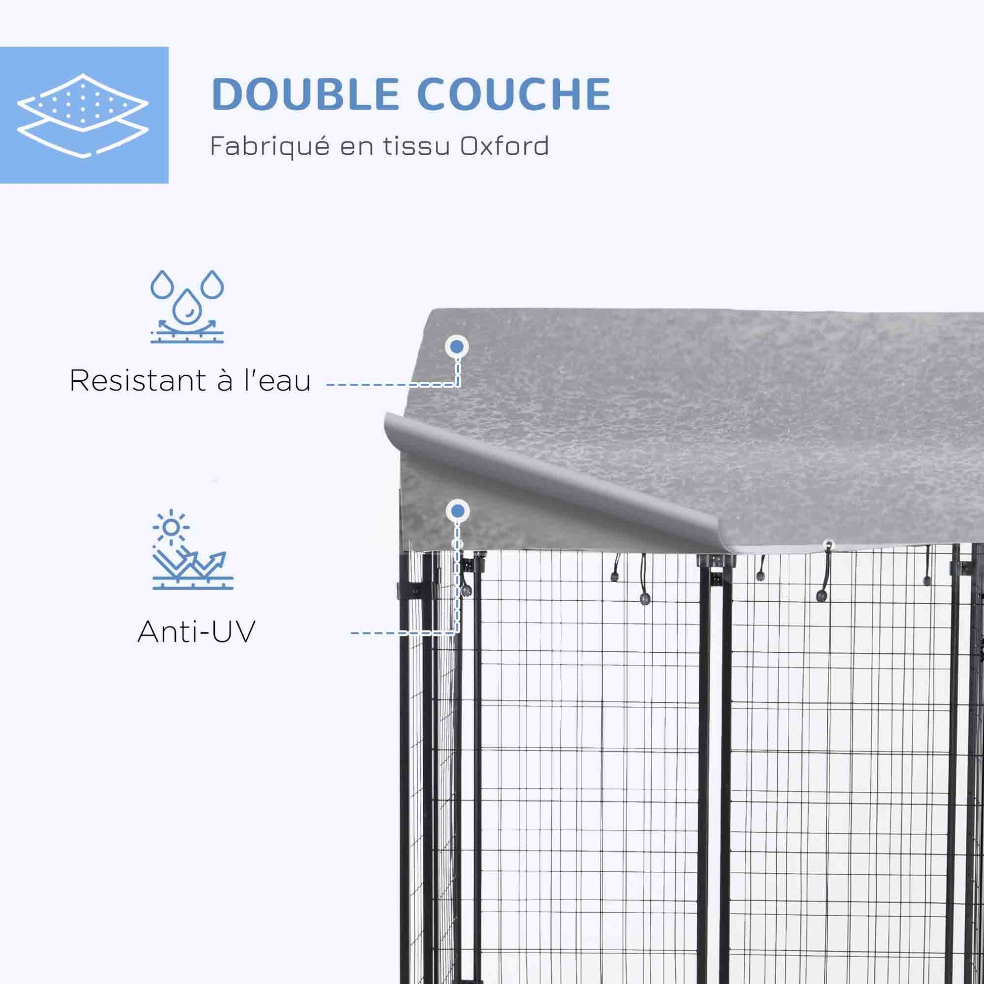 Outdoor Dog Kennel with Roof Enclosure Canopy UV-Resistant Lockable Design Metal Frame 120 x 120 x 138cm black