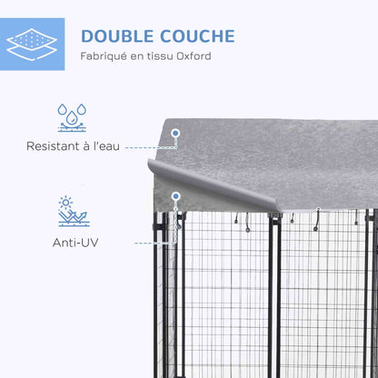 Outdoor Dog Kennel with Roof Enclosure Canopy UV-Resistant Lockable Design Metal Frame 120 x 120 x 138cm black