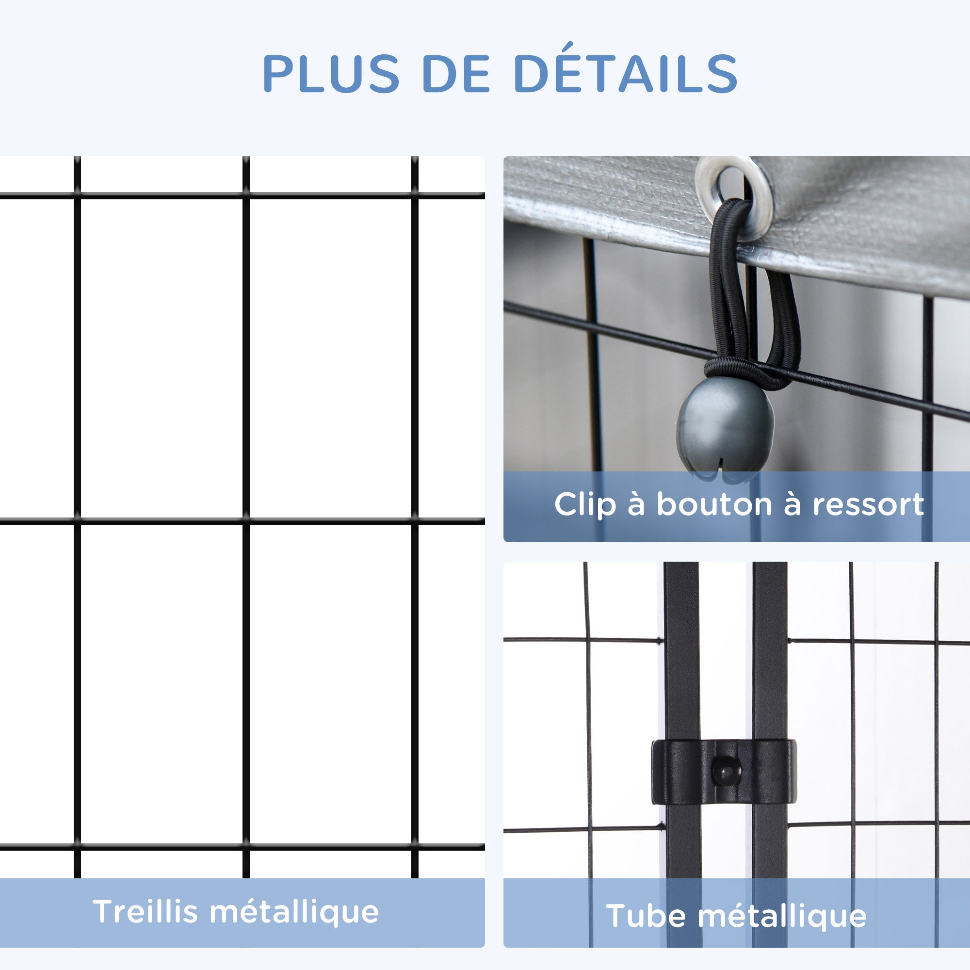 Outdoor Dog Kennel with Roof Enclosure Canopy UV-Resistant Lockable Design Metal Frame 120 x 120 x 138cm black