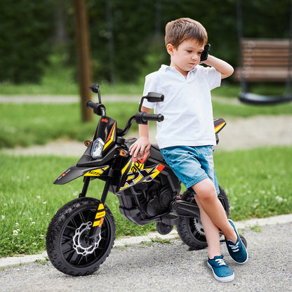 Electric Kids Motorcycle Aprilia Electric Bike with USB, Training Wheels, Music, Headlights, Children 6 km/h Electric Bike with 2 Training Wheels for Kids 3-8 Years Yellow