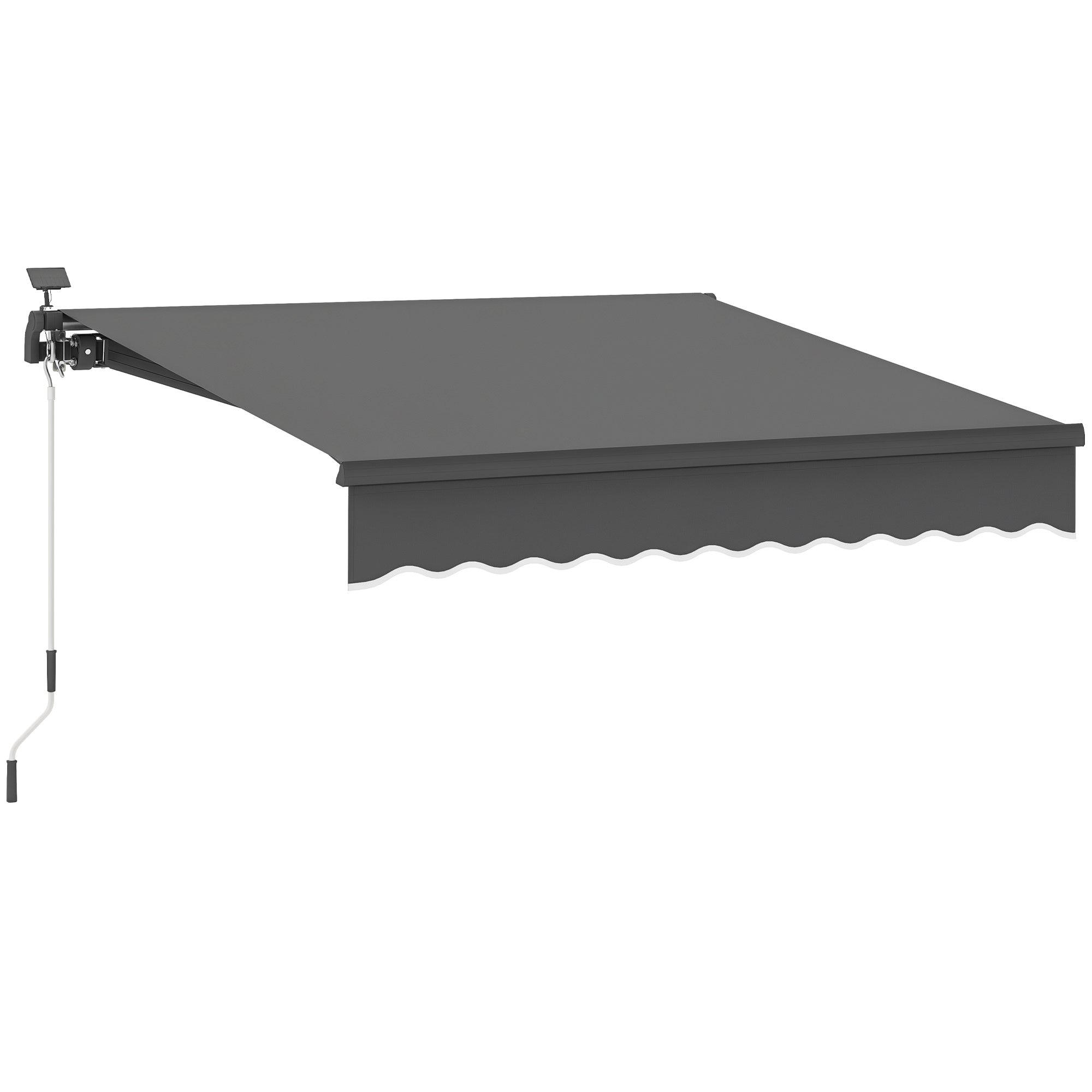 Clamp Awning with Hand Crank Solar Lighted Retractable Awning Awning Sun Protection UV 50+, Balcony Awning incl. Wall Mounting Sun Awning 300 cm wide for Terrace Balcony Porch, Gray