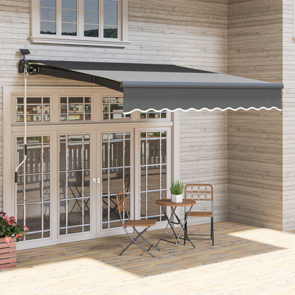 Clamp Awning with Hand Crank Solar Lighted Retractable Awning Awning Sun Protection UV 50+, Balcony Awning incl. Wall Mounting Sun Awning 300 cm wide for Terrace Balcony Porch, Gray
