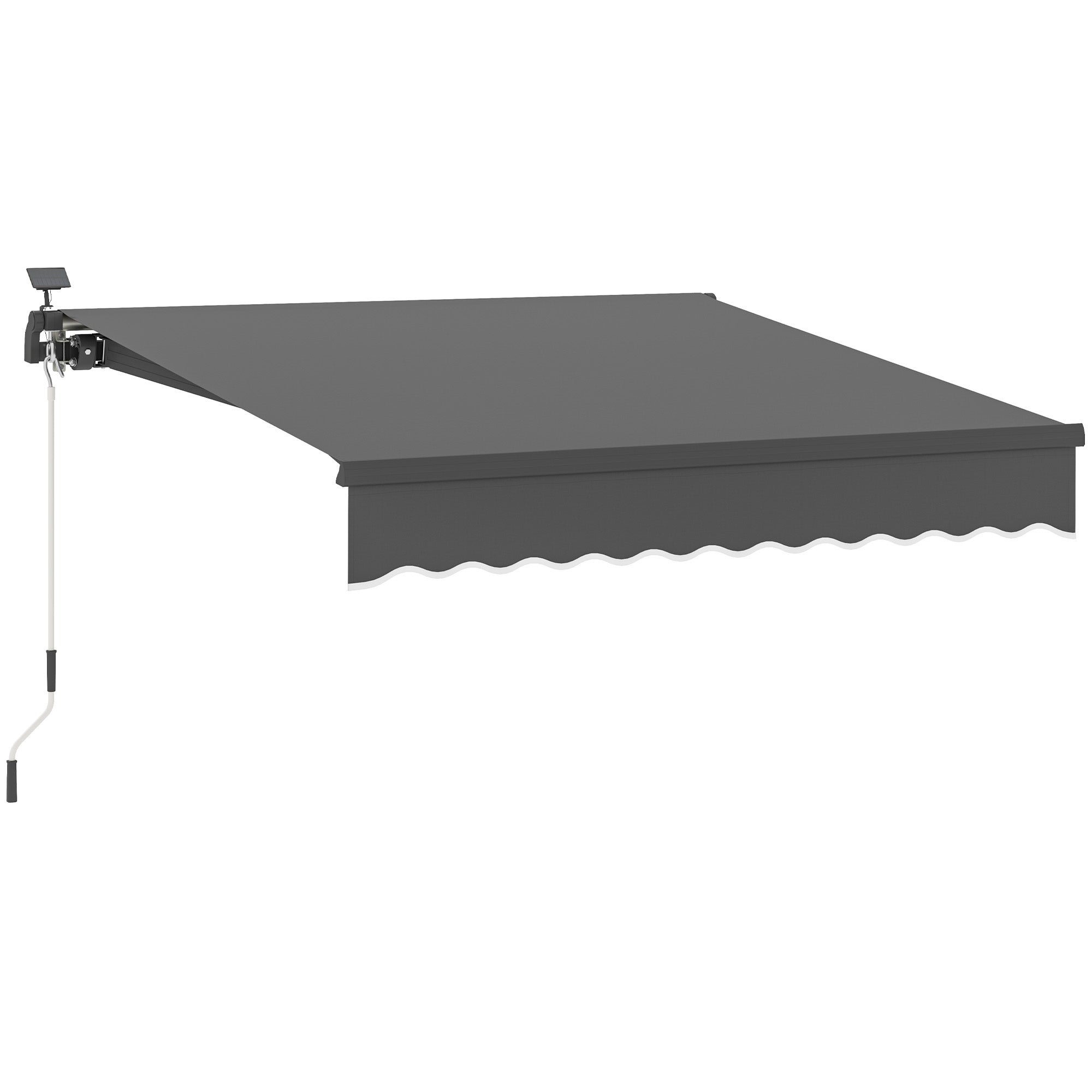 Clamp Awning with Hand Crank Solar Lighted Retractable Awning Awning Sun Protection UV 50+, Balcony Awning incl. Wall Mounting Sun Awning 300 cm wide for Terrace Balcony Porch, Gray