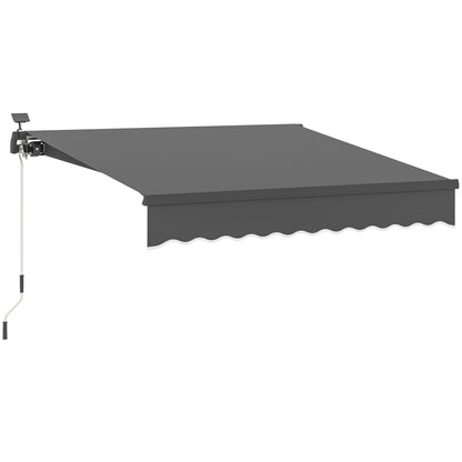 Clamp Awning with Hand Crank Solar Lighted Retractable Awning Awning Sun Protection UV 50+, Balcony Awning incl. Wall Mounting Sun Awning 300 cm wide for Terrace Balcony Porch, Gray