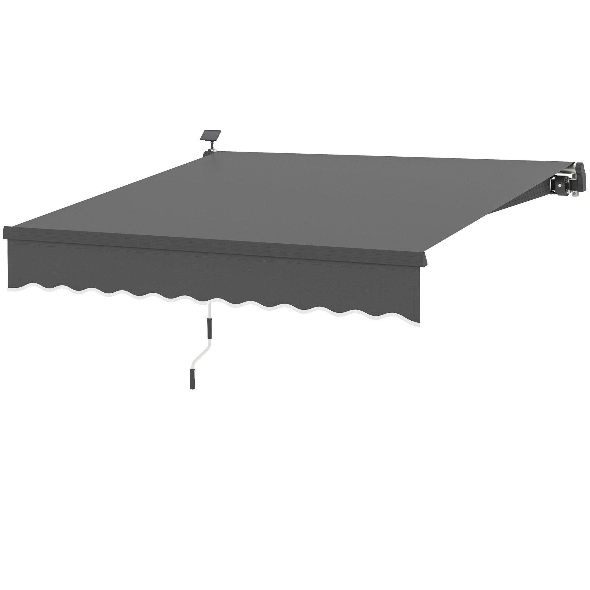 Clamp Awning with Hand Crank Solar Lighted Retractable Awning Awning Sun Protection UV 50+, Balcony Awning incl. Wall Mounting Sun Awning 300 cm wide for Terrace Balcony Porch, Gray