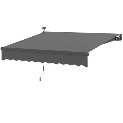 Clamp Awning with Hand Crank Solar Lighted Retractable Awning Awning Sun Protection UV 50+, Balcony Awning incl. Wall Mounting Sun Awning 300 cm wide for Terrace Balcony Porch, Gray