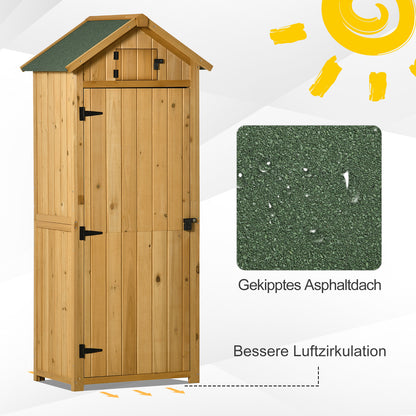 Wooden Garden Shed, Weatherproof Tool Shed 77x54.2x179cm, Shed with Door, Gable Roof, Cabinet with Shelves, Tool Cabinet Garden Shed for Garden, Terrace, Yellow+Green