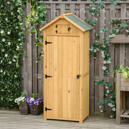 Wooden Garden Shed, Weatherproof Tool Shed 77x54.2x179cm, Shed with Door, Gable Roof, Cabinet with Shelves, Tool Cabinet Garden Shed for Garden, Terrace, Yellow+Green