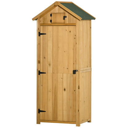 Wooden Garden Shed, Weatherproof Tool Shed 77x54.2x179cm, Shed with Door, Gable Roof, Cabinet with Shelves, Tool Cabinet Garden Shed for Garden, Terrace, Yellow+Green