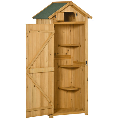 Wooden Garden Shed, Weatherproof Tool Shed 77x54.2x179cm, Shed with Door, Gable Roof, Cabinet with Shelves, Tool Cabinet Garden Shed for Garden, Terrace, Yellow+Green