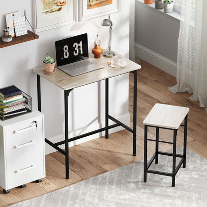 Bar Table Set Bar Table with Bar Stool Set Dining Table with 2 Chairs with Non-Slip Foot Pads Kitchen Table for Dining Room, Kitchen, Natural Wood