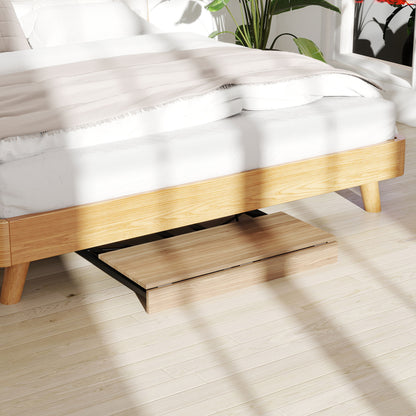 Folding Desk Small 80 cm Folding Desk with Wheels Space Saving Computer Desk for Home Office, Oak