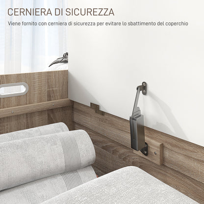 Modern Wooden Storage Bench with Backrest, Entryway and Bedroom Bench with Storage, 62.4x40x51.5cm