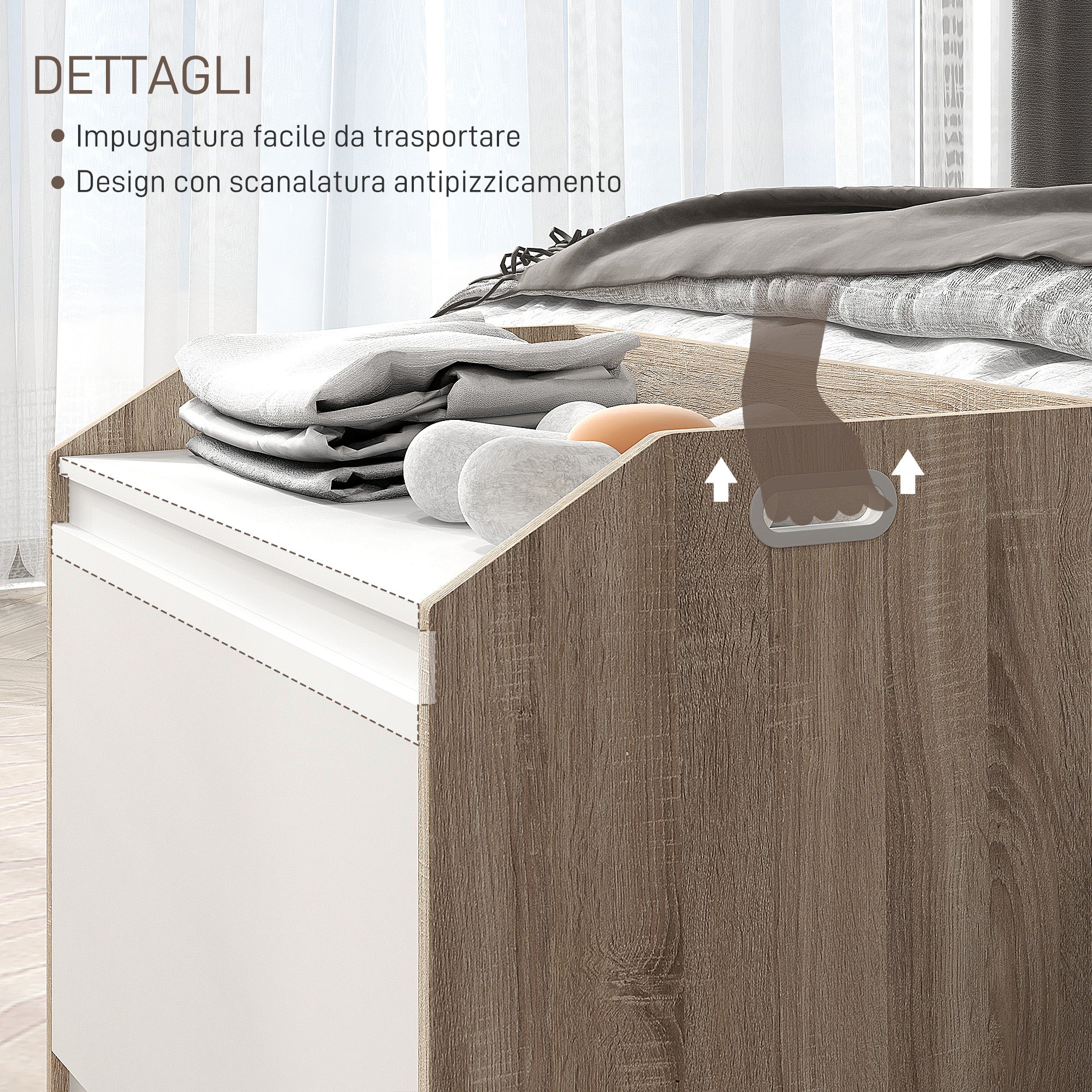 Modern Wooden Storage Bench with Backrest, Entryway and Bedroom Bench with Storage, 62.4x40x51.5cm