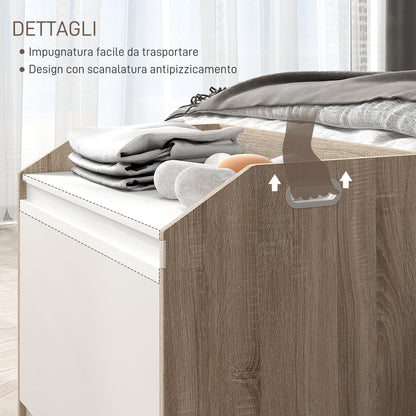 Modern Wooden Storage Bench with Backrest, Entryway and Bedroom Bench with Storage, 62.4x40x51.5cm