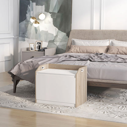 Modern Wooden Storage Bench with Backrest, Entryway and Bedroom Bench with Storage, 62.4x40x51.5cm