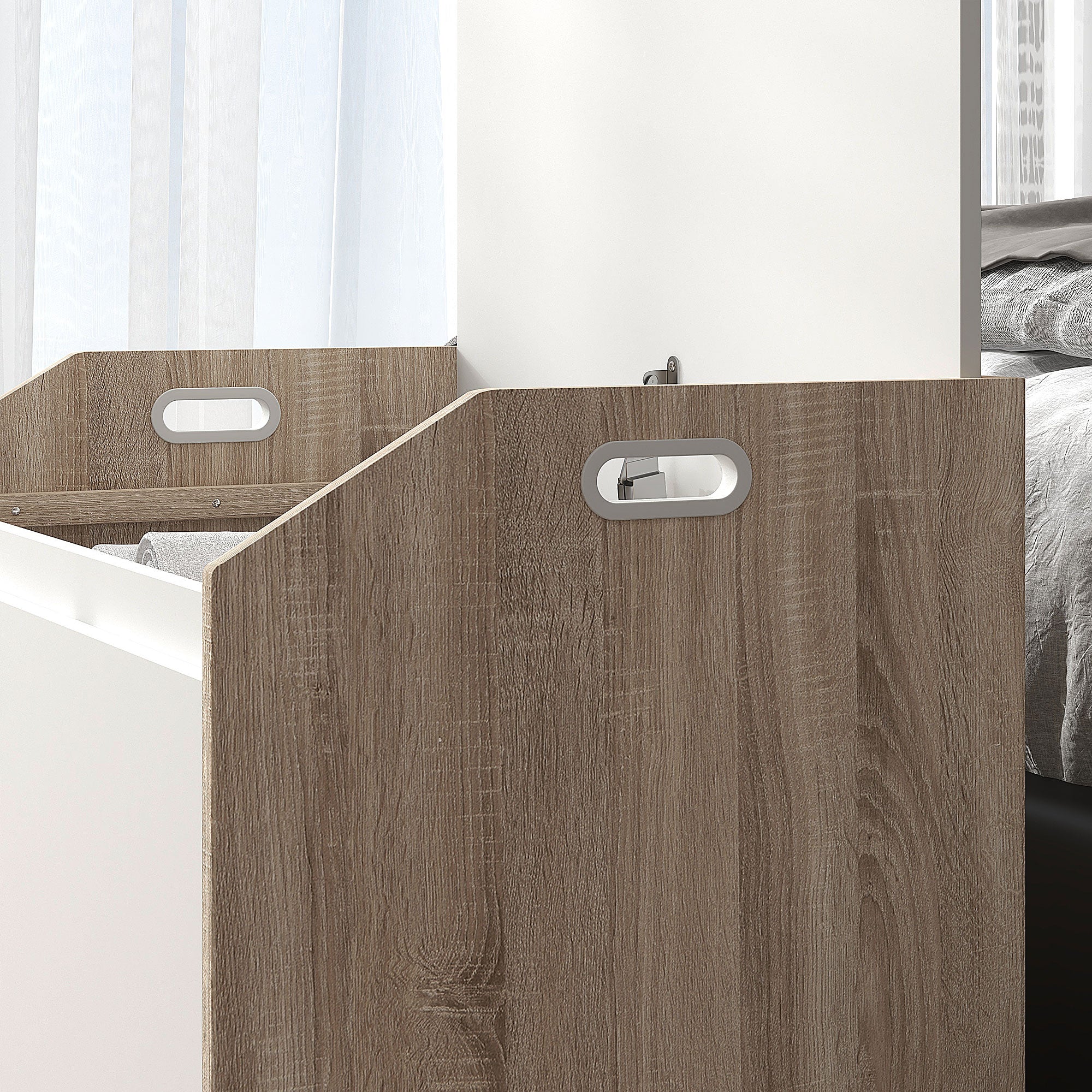 Modern Wooden Storage Bench with Backrest, Entryway and Bedroom Bench with Storage, 62.4x40x51.5cm