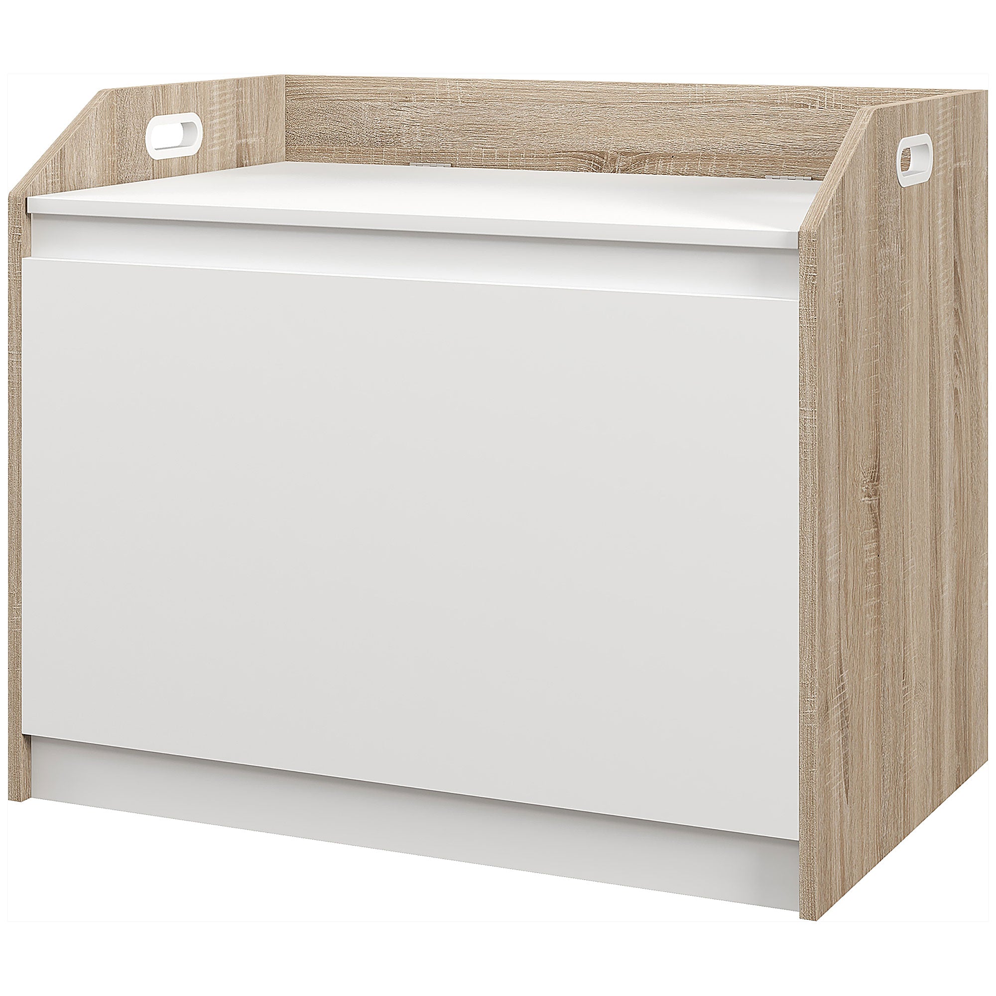 Modern Wooden Storage Bench with Backrest, Entryway and Bedroom Bench with Storage, 62.4x40x51.5cm