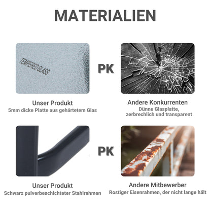 Garden Table Bistro Table Glass Table Tempered Glass+Metal Black L68.5xW68.5xH84cm