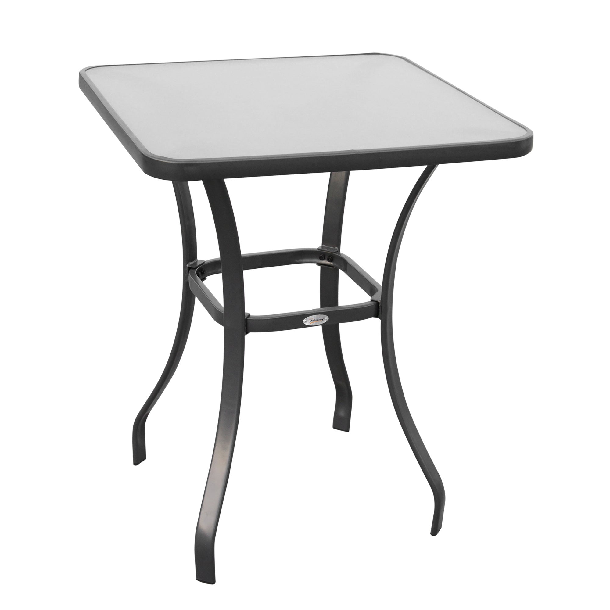 Garden Table Bistro Table Glass Table Tempered Glass+Metal Black L68.5xW68.5xH84cm
