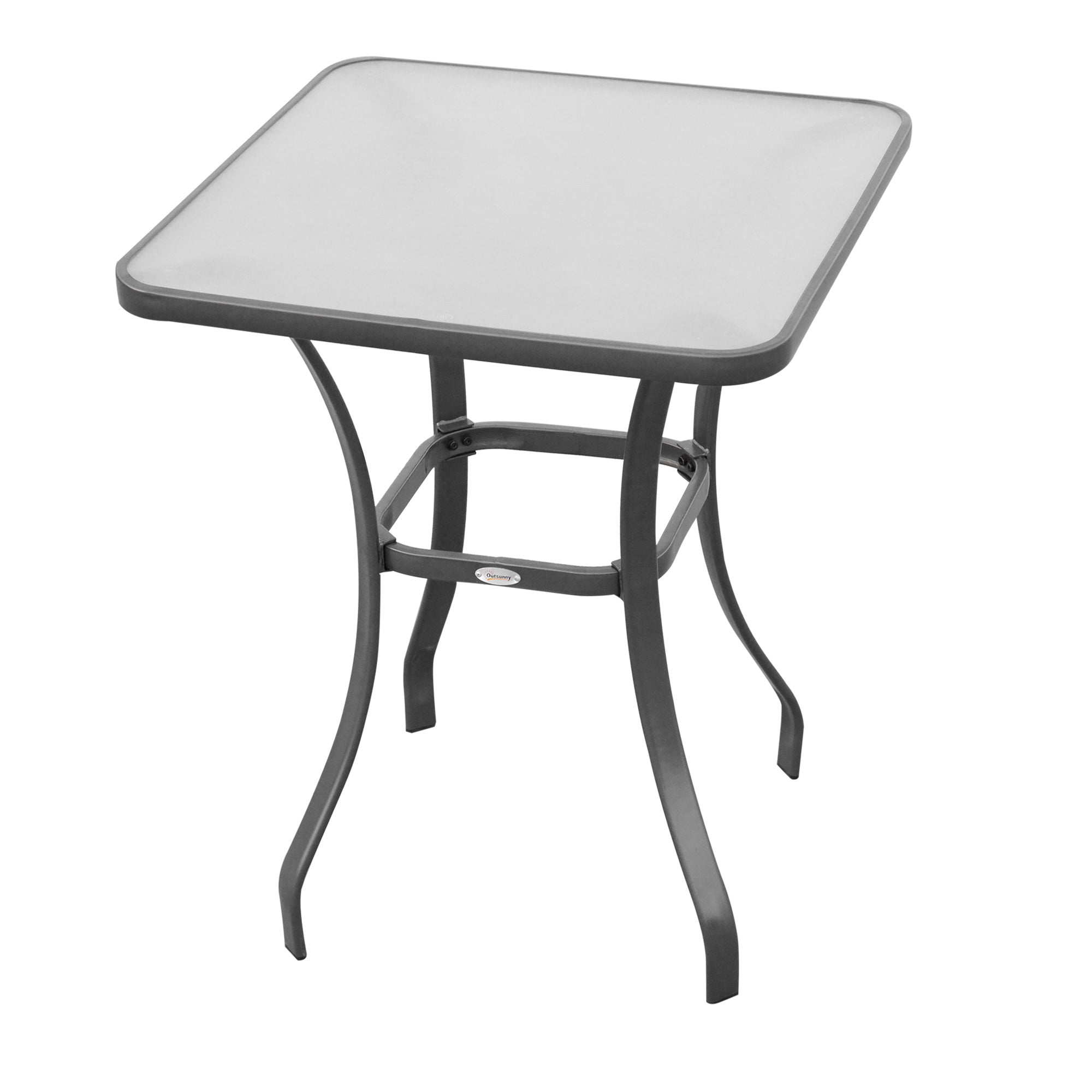 Garden Table Bistro Table Glass Table Tempered Glass+Metal Black L68.5xW68.5xH84cm