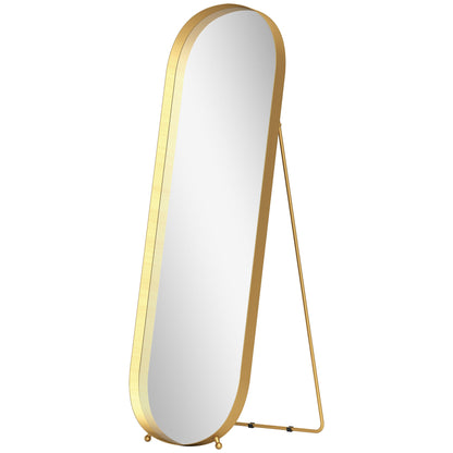 Full-Length Mirror 160 x 50 cm Arched Floor Mirror with Metal Frame and Shatterproof Glass, Standing Mirror, Leaning Mirror for Living Room, Bedroom, Hallway, Gold