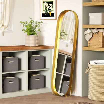 Full-Length Mirror 160 x 50 cm Arched Floor Mirror with Metal Frame and Shatterproof Glass, Standing Mirror, Leaning Mirror for Living Room, Bedroom, Hallway, Gold