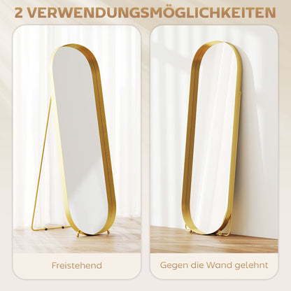 Full-Length Mirror 160 x 50 cm Arched Floor Mirror with Metal Frame and Shatterproof Glass, Standing Mirror, Leaning Mirror for Living Room, Bedroom, Hallway, Gold