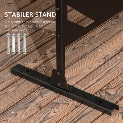 Room Divider 3-panel 122 x 198 cm Balcony Privacy Screen Room Divider with Banana Leaf Pattern Freestanding Partition with Stand 3-Panel Privacy Screen Steel Room Divider for Garden, Black