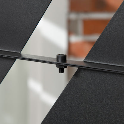 Room Divider 3-panel 122 x 198 cm Balcony Privacy Screen Room Divider with Banana Leaf Pattern Freestanding Partition with Stand 3-Panel Privacy Screen Steel Room Divider for Garden, Black