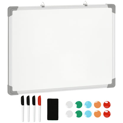 Whiteboard Magnetic Whiteboard with 4 Markers 1 Eraser 10 Magnets Easel Wall Mount Easy to Wipe 60 x 1.8 x 45 cm