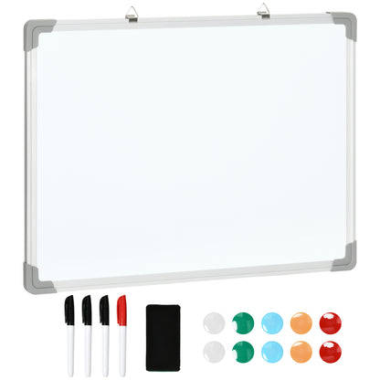 Whiteboard Magnetic Whiteboard with 4 Markers 1 Eraser 10 Magnets Easel Wall Mount Easy to Wipe 60 x 1.8 x 45 cm