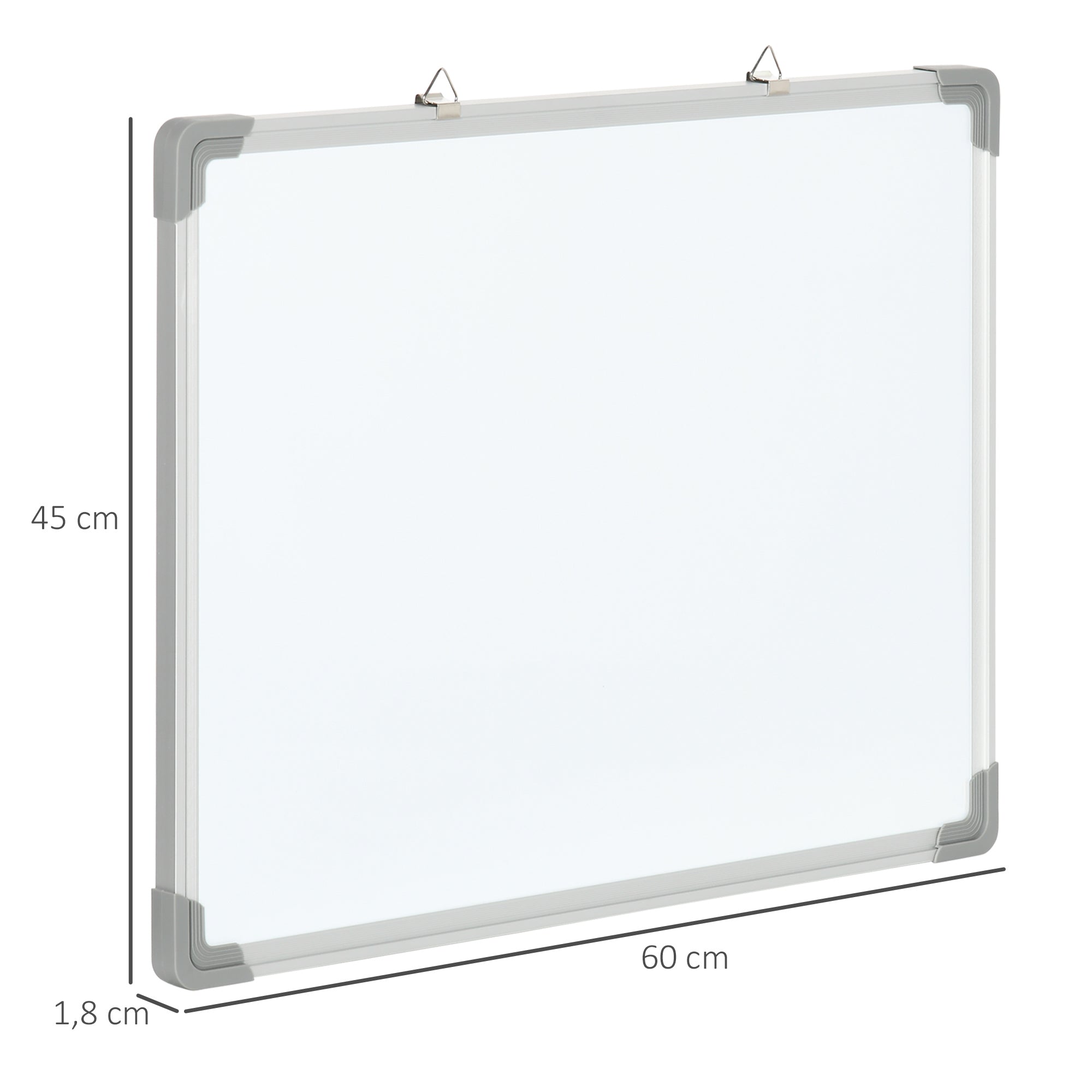 Whiteboard Magnetic Whiteboard with 4 Markers 1 Eraser 10 Magnets Easel Wall Mount Easy to Wipe 60 x 1.8 x 45 cm