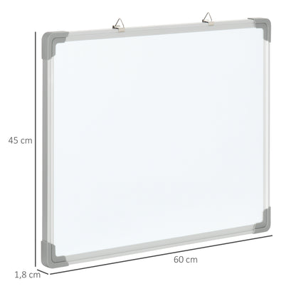 Whiteboard Magnetic Whiteboard with 4 Markers 1 Eraser 10 Magnets Easel Wall Mount Easy to Wipe 60 x 1.8 x 45 cm