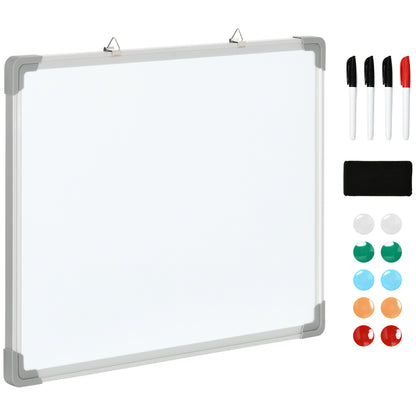 Whiteboard Magnetic Whiteboard with 4 Markers 1 Eraser 10 Magnets Easel Wall Mount Easy to Wipe 60 x 1.8 x 45 cm