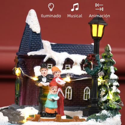LED Lighted Christmas Village Scene with Rotating Choir Music for Christmas Decor in Living Room Bedroom Multicolor